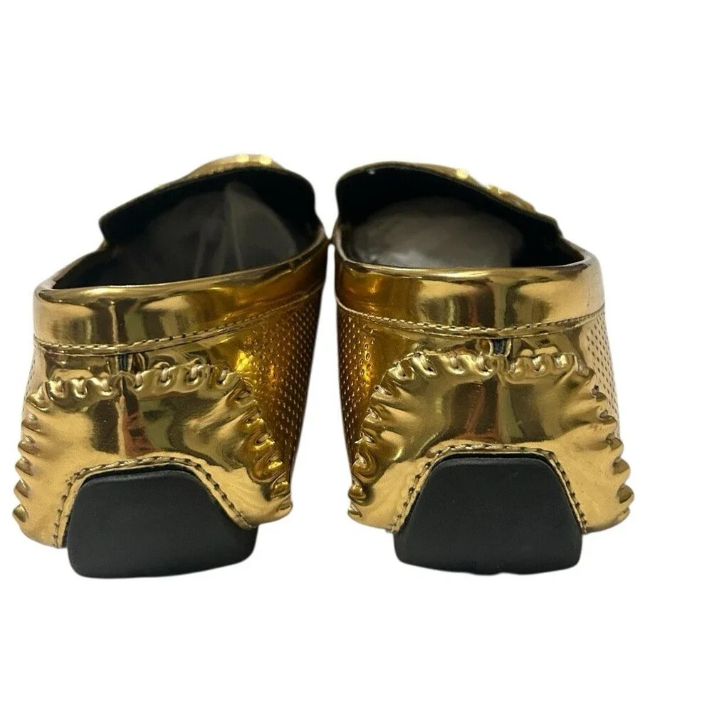 Amali Rila Mens Gold Horsebit Moccasin Loafers Driving Casual Dress Shoes  9.5